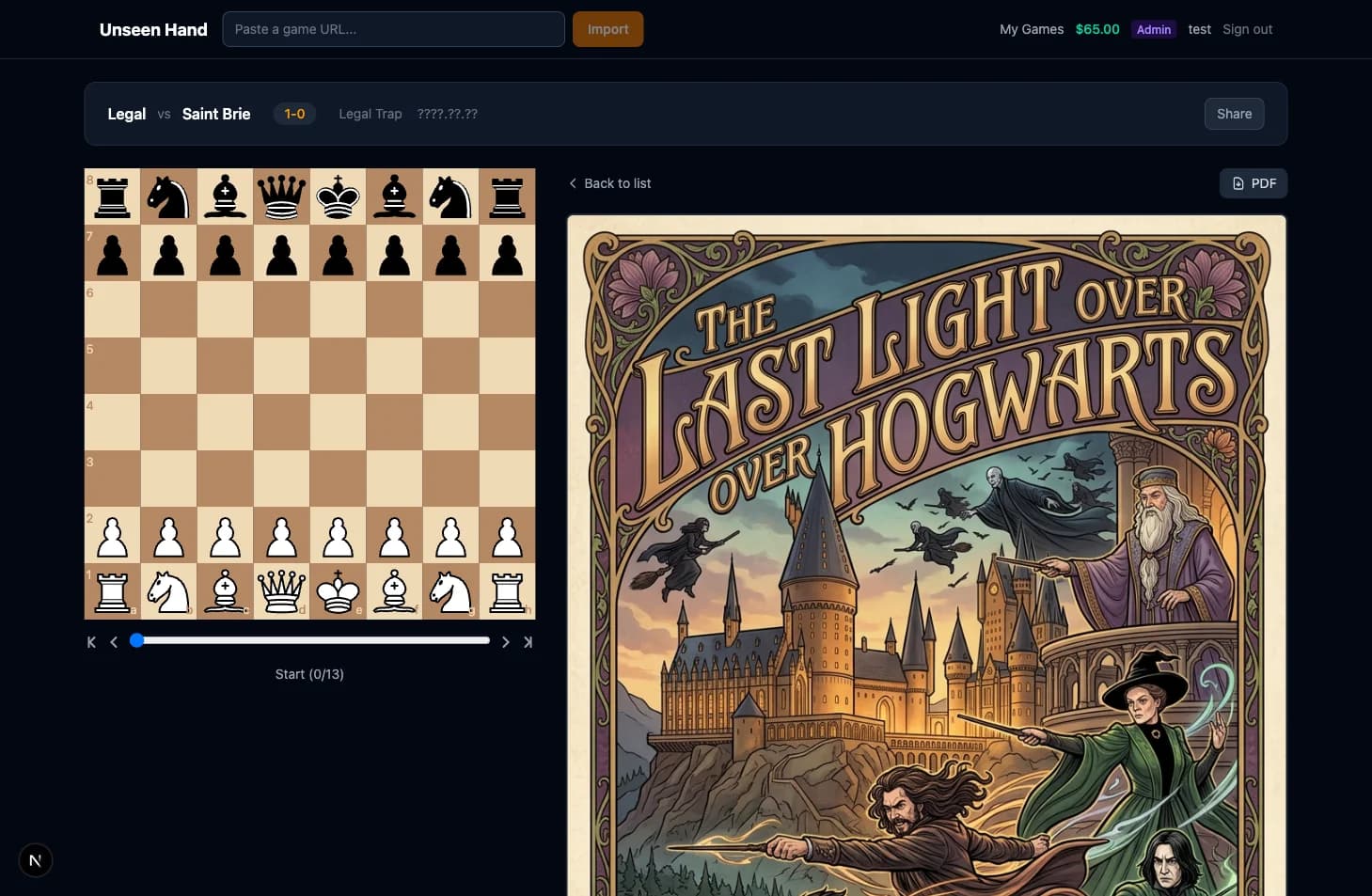 Chess2Story comic viewer showing a generated comic book cover