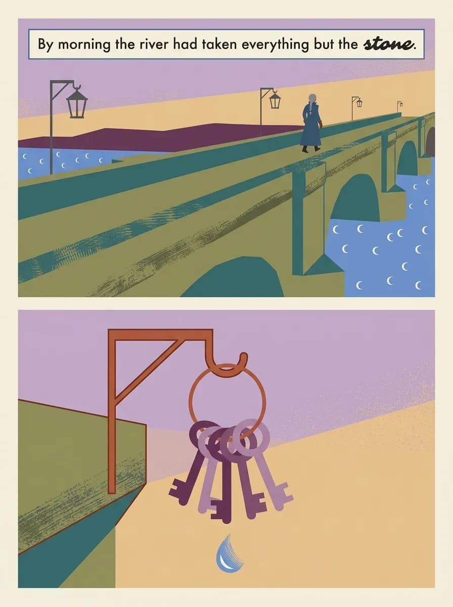 Mid-Century Storybook comic page — After the storm (2-panel quiet)