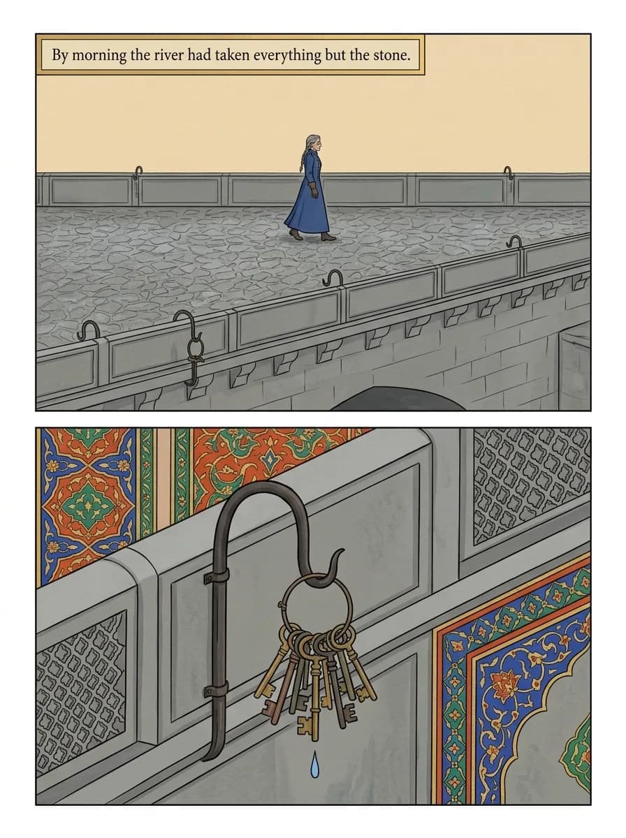 Mughal Court comic page — After the storm (2-panel quiet)