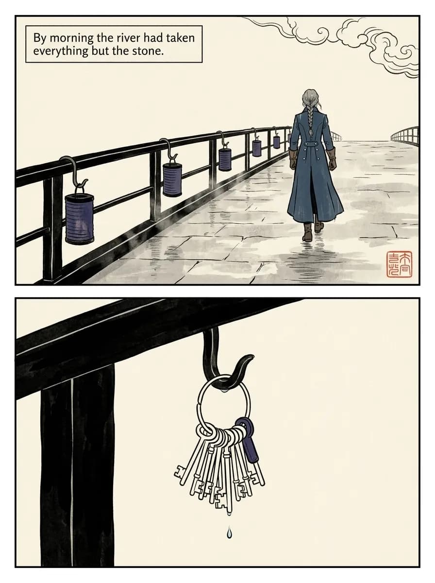 Wuxia Brush comic page — After the storm (2-panel quiet)