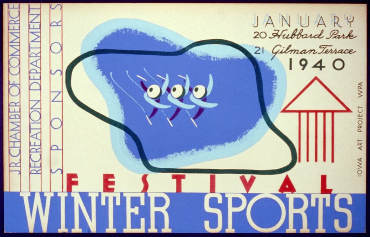 The flat-shape poster: WPA silkscreen and the road to the mid-century storybook — example work